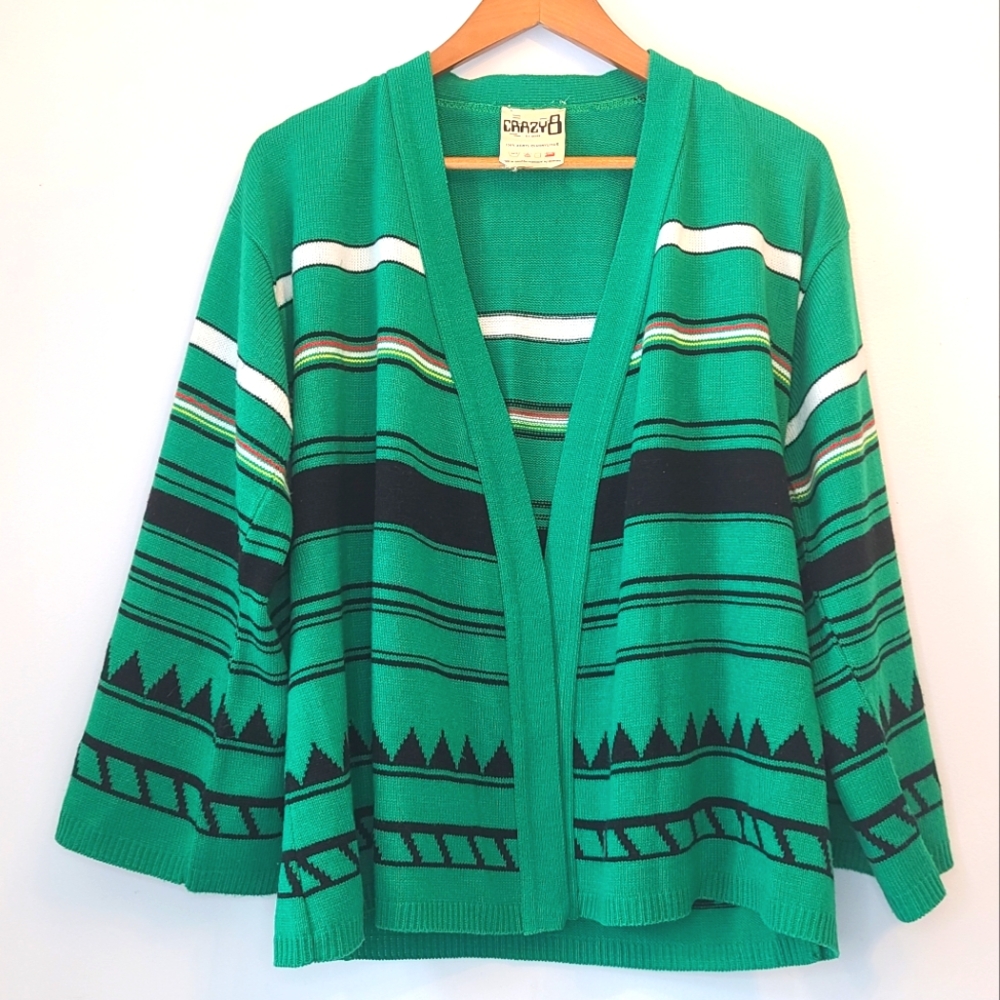 Vintage 1980s Geometric Women's Cardigan Sweater